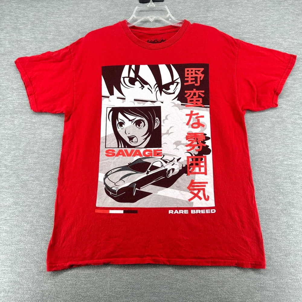 Savage Rare Breed Anime T-Shirt Mens Large Red Popular Poison JDM Graphic Tee